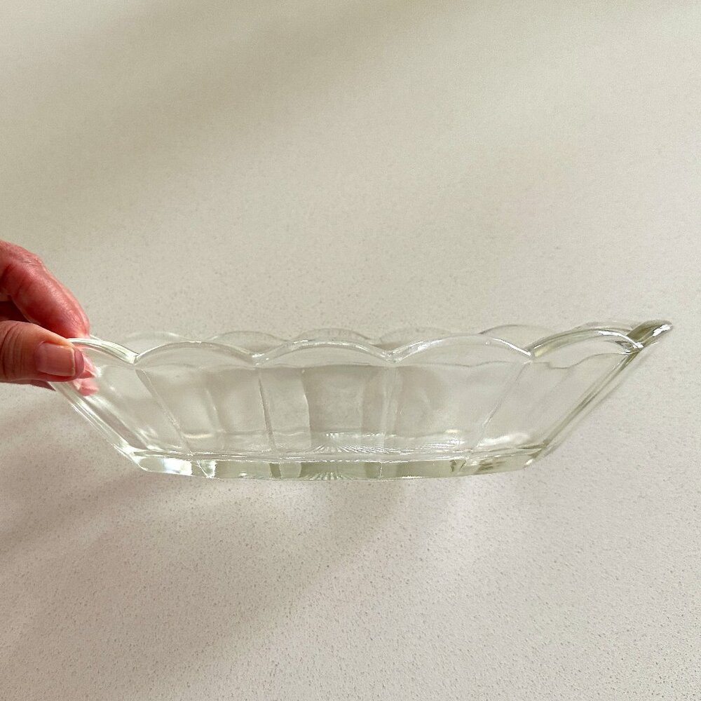 Antique Clear Pressed Glass Oblong Serving Dish